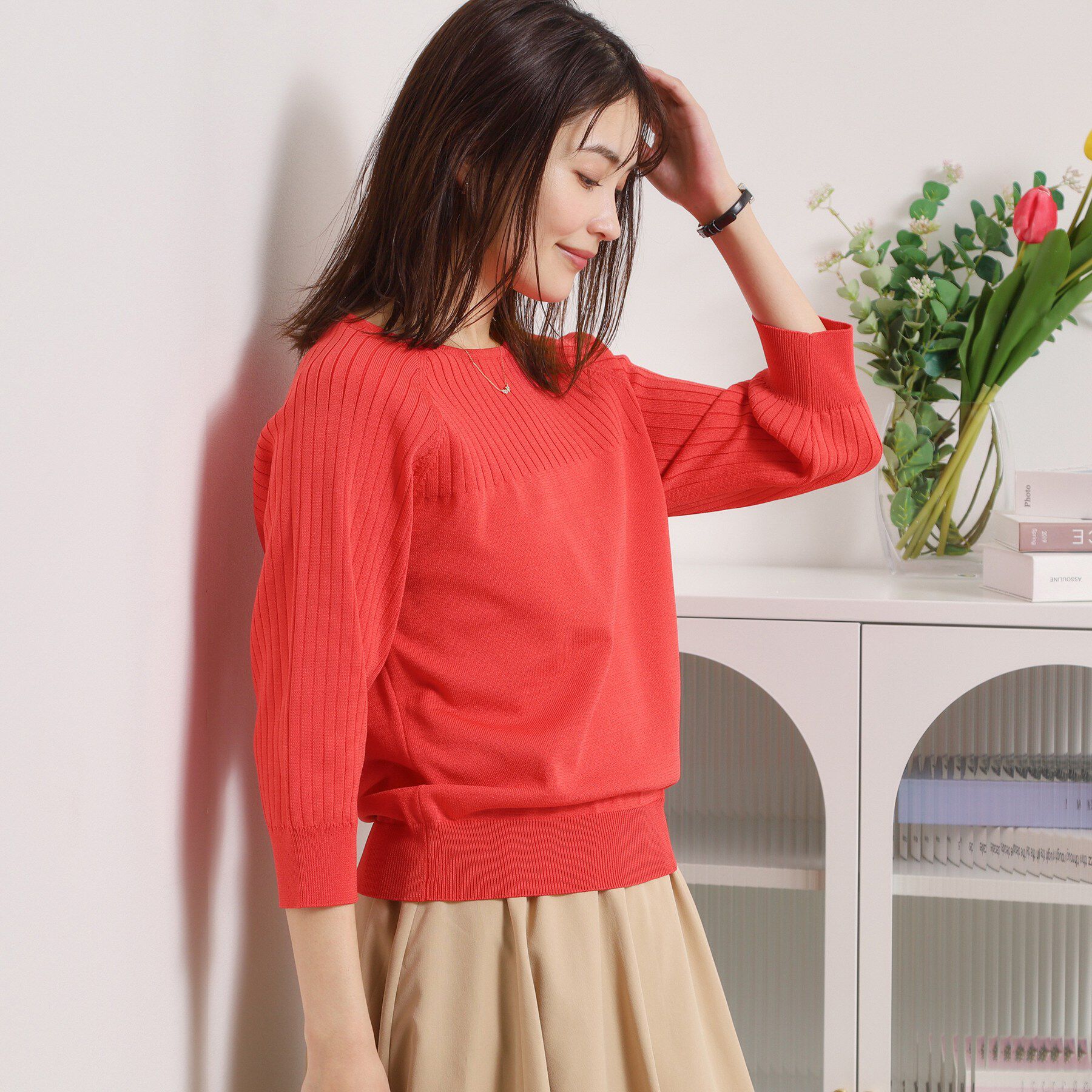 ITS&rsquo;DEMO「【繰り返し洗える／毛玉防止／洗濯機OK】タフニット リブ切替ニットプルオーバー」|ニット・セーター|