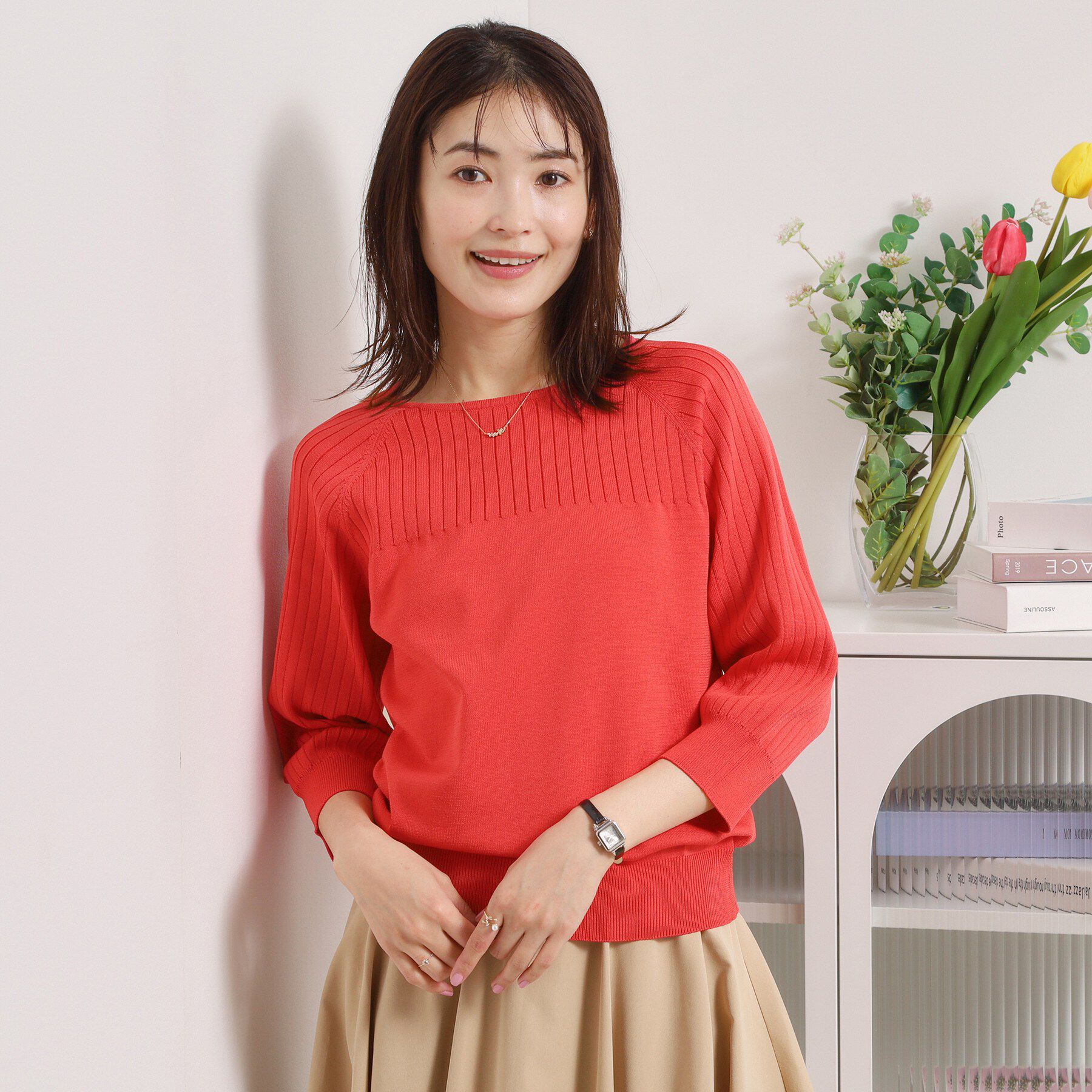 ITS&rsquo;DEMO「【繰り返し洗える／毛玉防止／洗濯機OK】タフニット リブ切替ニットプルオーバー」|ニット・セーター|