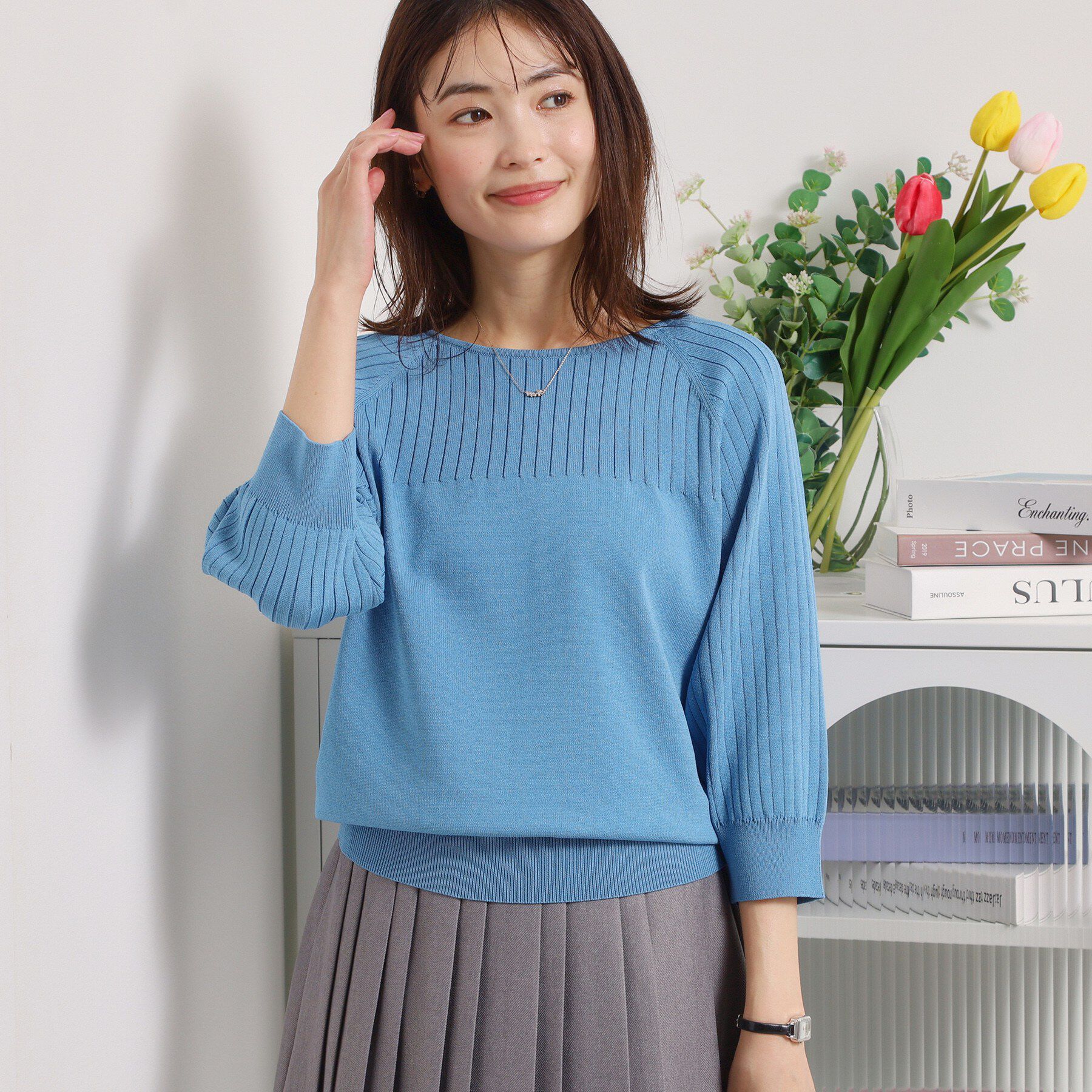 ITS&rsquo;DEMO「【繰り返し洗える／毛玉防止／洗濯機OK】タフニット リブ切替ニットプルオーバー」|ニット・セーター|