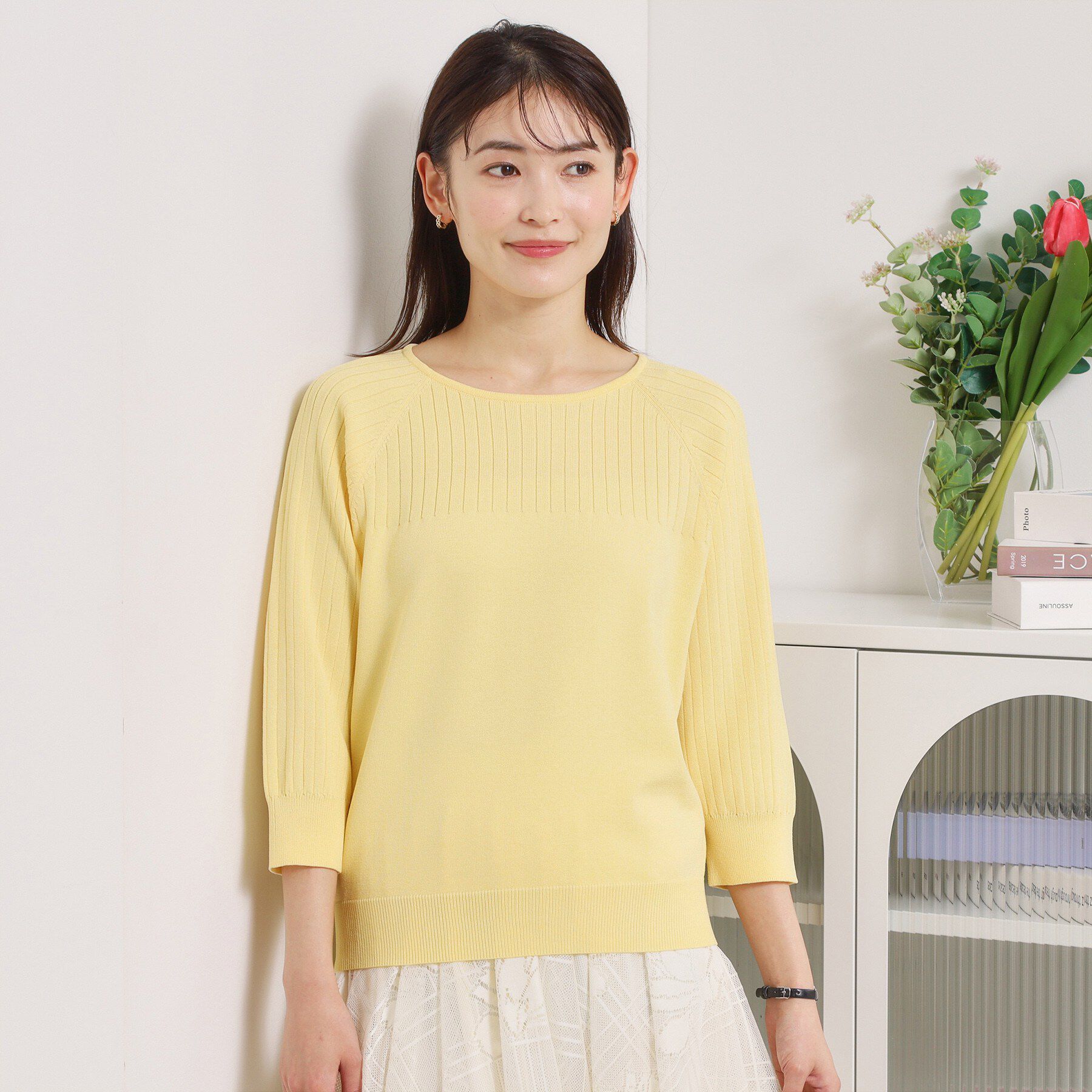 ITS&rsquo;DEMO「【繰り返し洗える／毛玉防止／洗濯機OK】タフニット リブ切替ニットプルオーバー」|ニット・セーター|