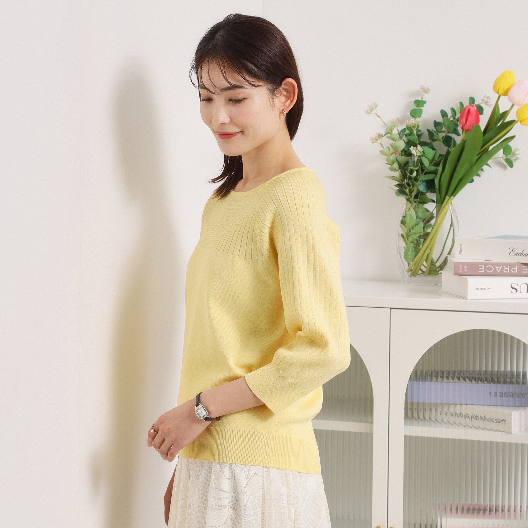 ITS&rsquo;DEMO「【繰り返し洗える／毛玉防止／洗濯機OK】タフニット リブ切替ニットプルオーバー」|ニット・セーター|