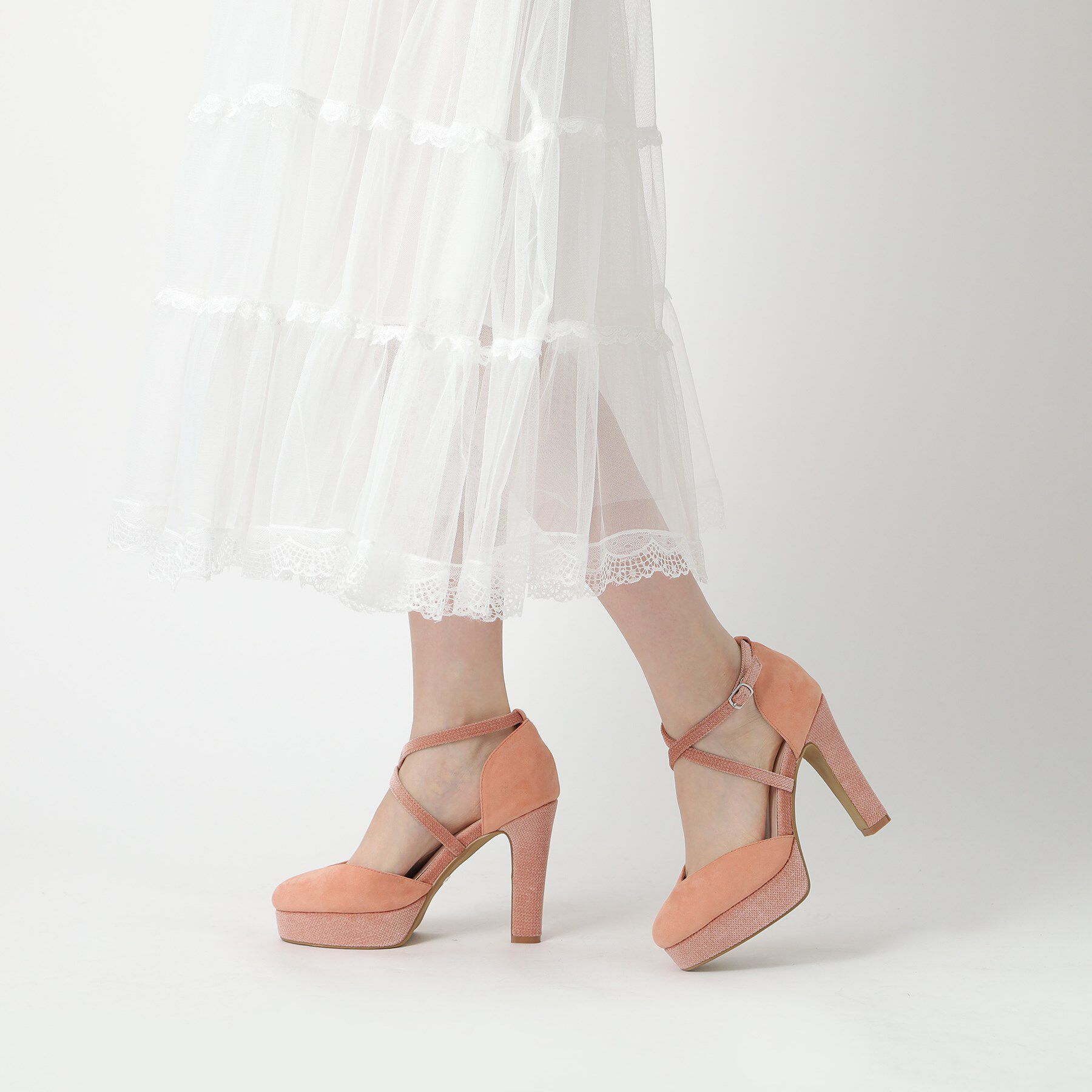 ESPERANZA「クロスストラップハイヒールセパレートパンプス」|パンプス|