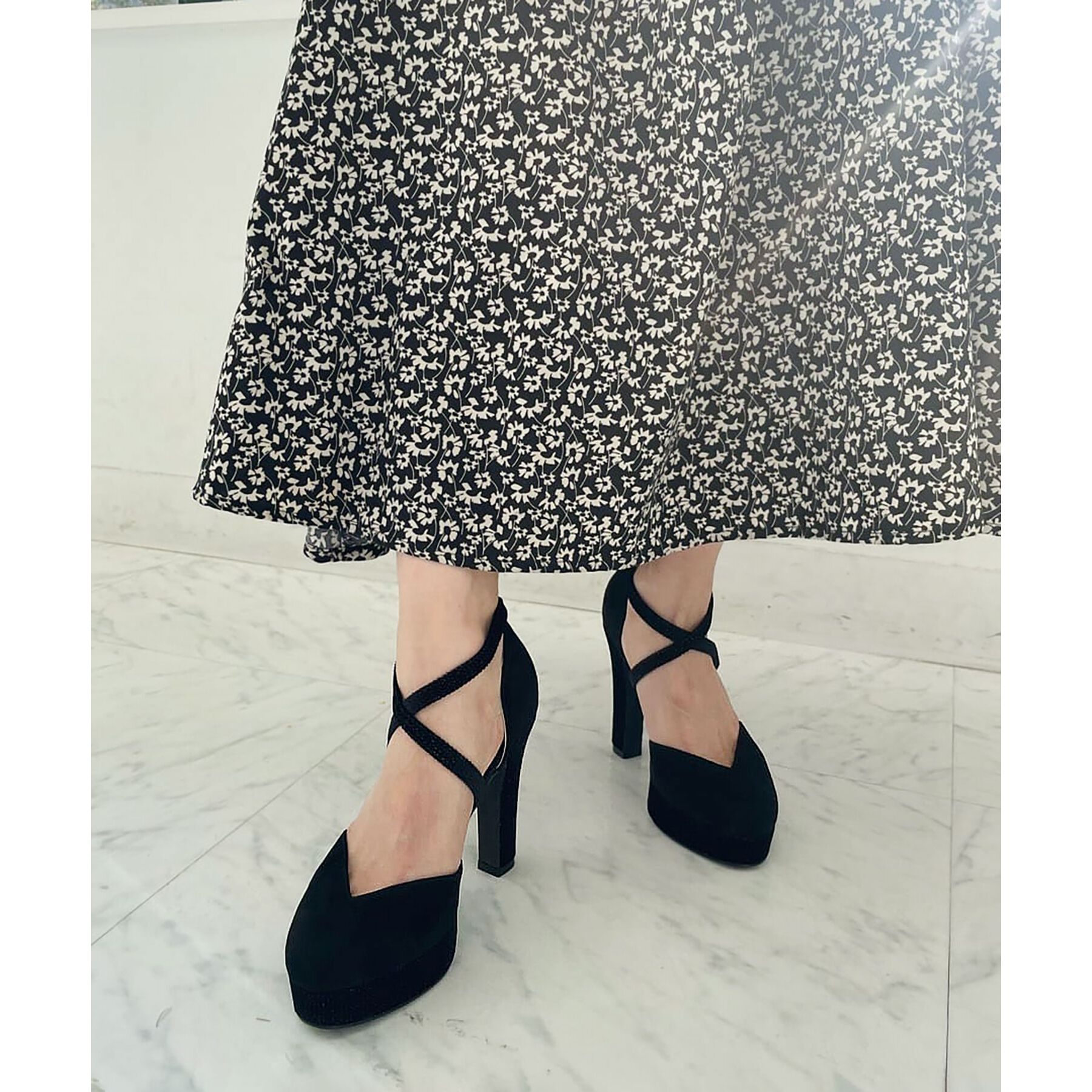 ESPERANZA「クロスストラップハイヒールセパレートパンプス」|パンプス|