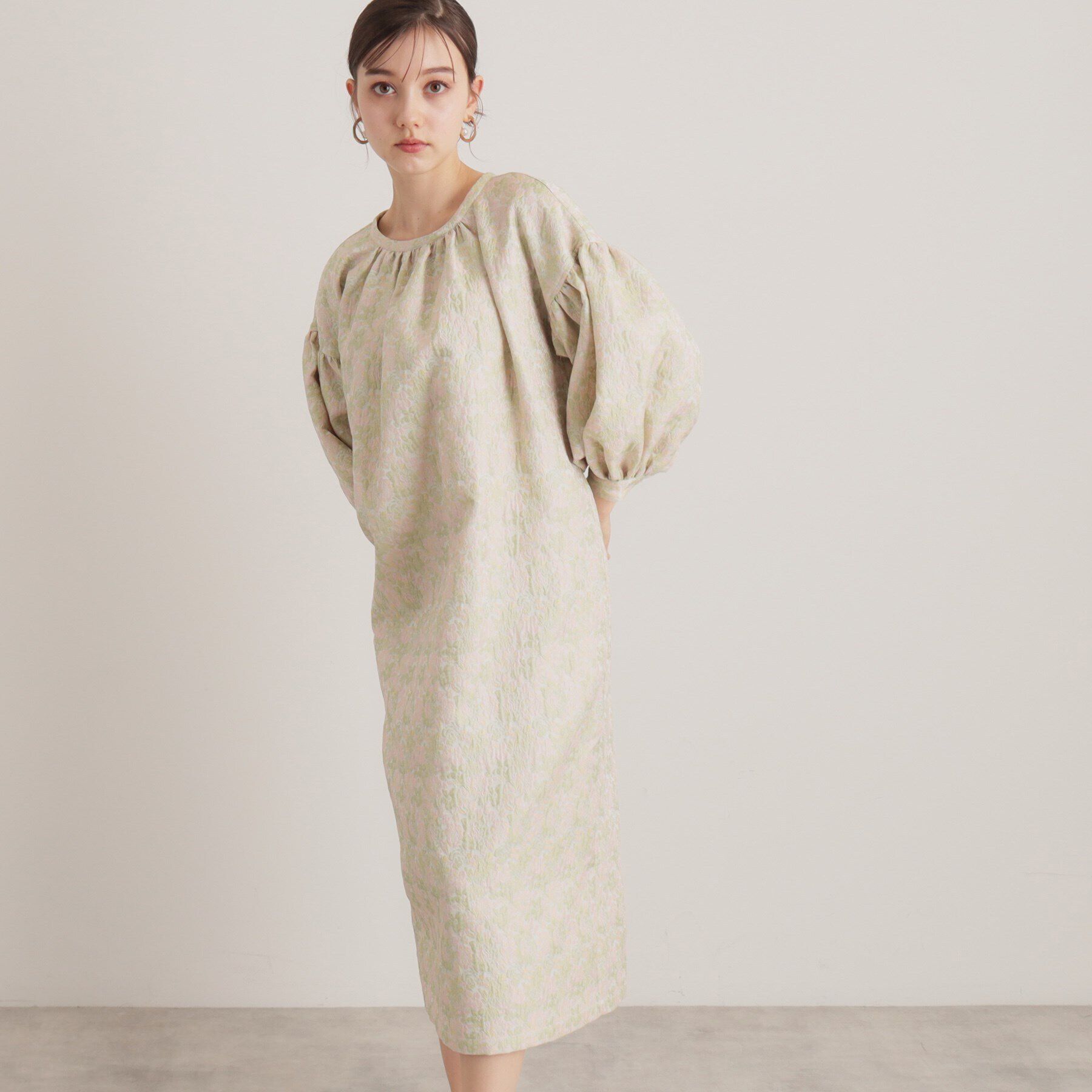 SunaUna「【トレンド／コクーン】小花ジャカードワンピース」|ワンピース|