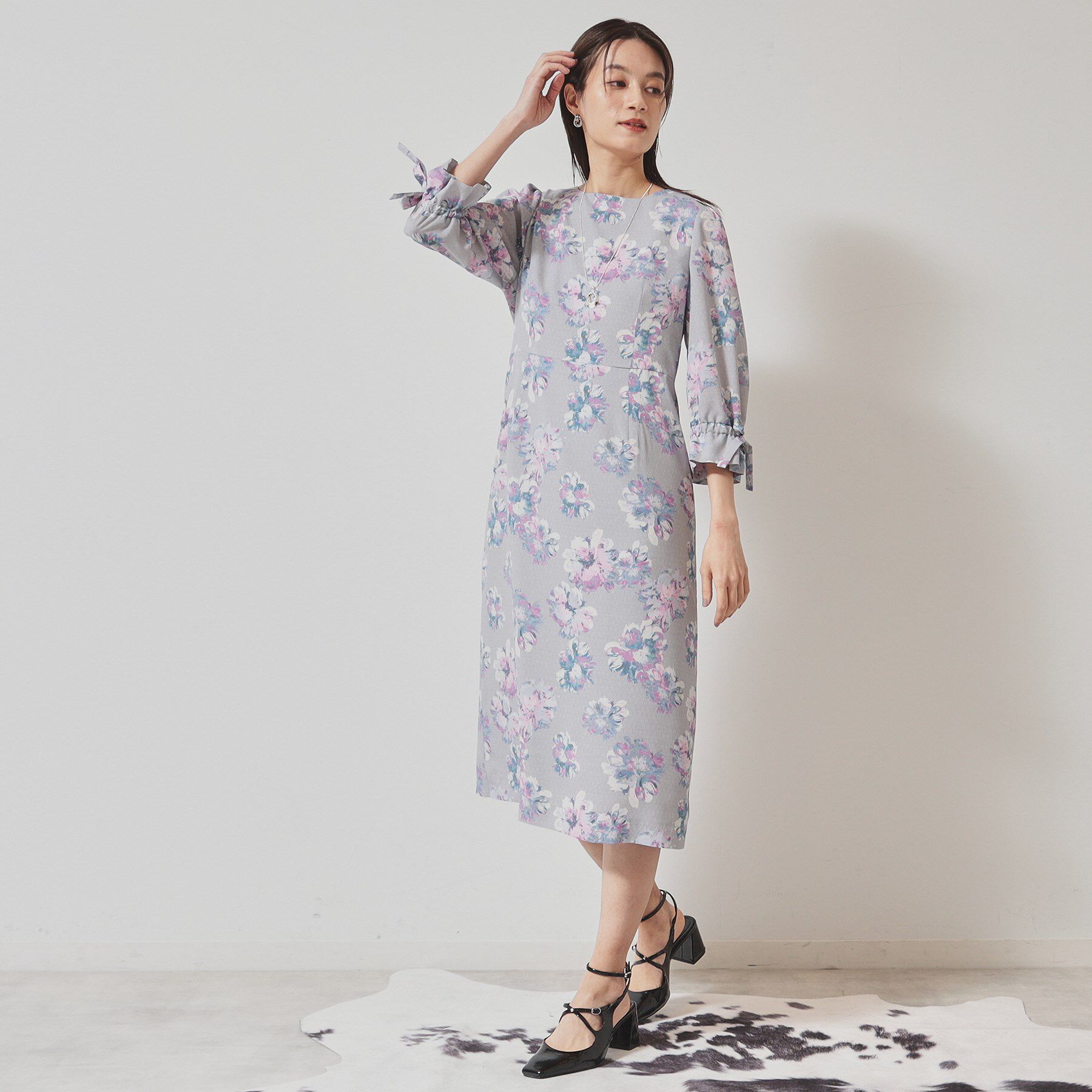 SunaUna「【＆yours project／袖リボン】フラワープリントワンピース」|ワンピース|