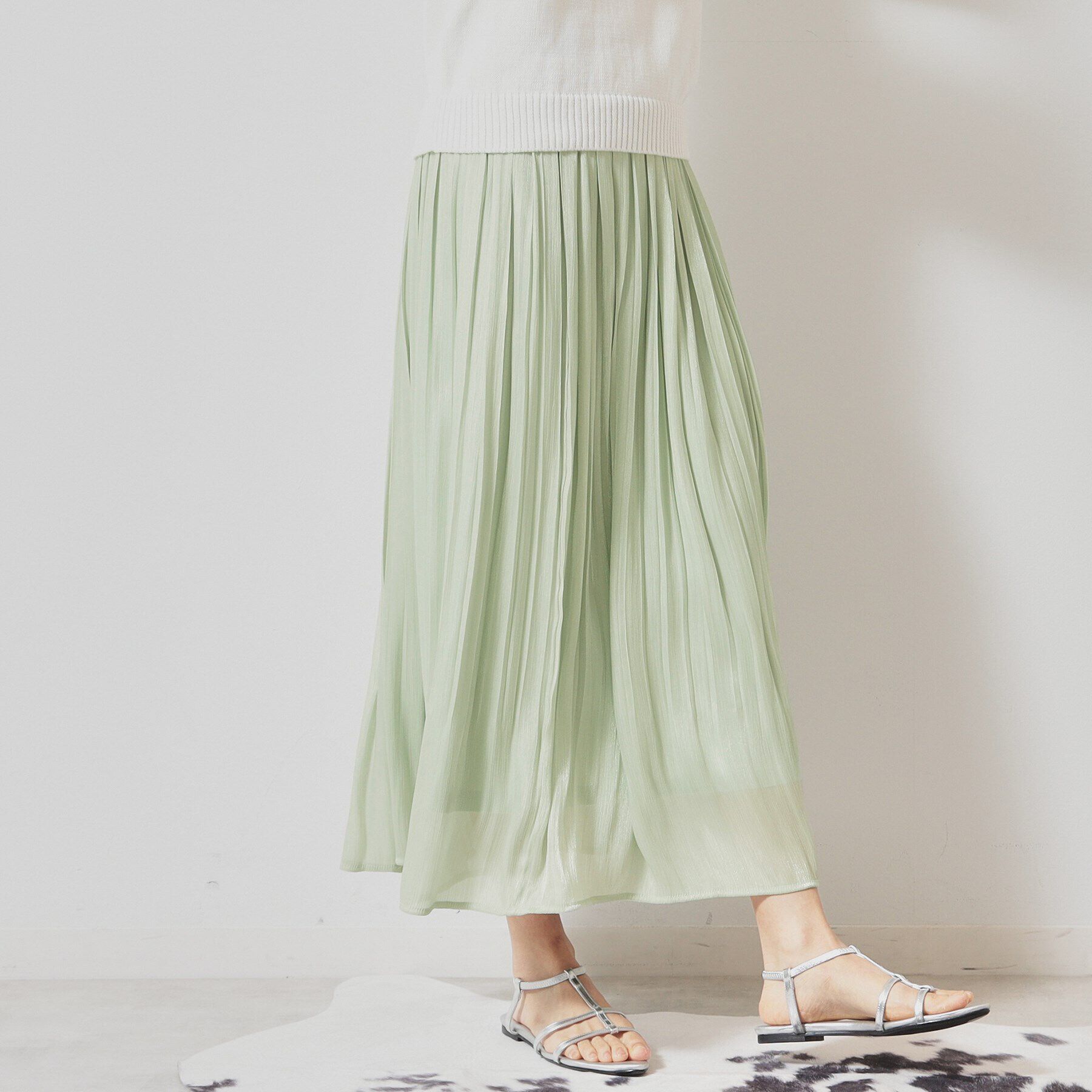 SunaUna「【春色／ウエストゴム】ロングプリーツスカート」|スカート|