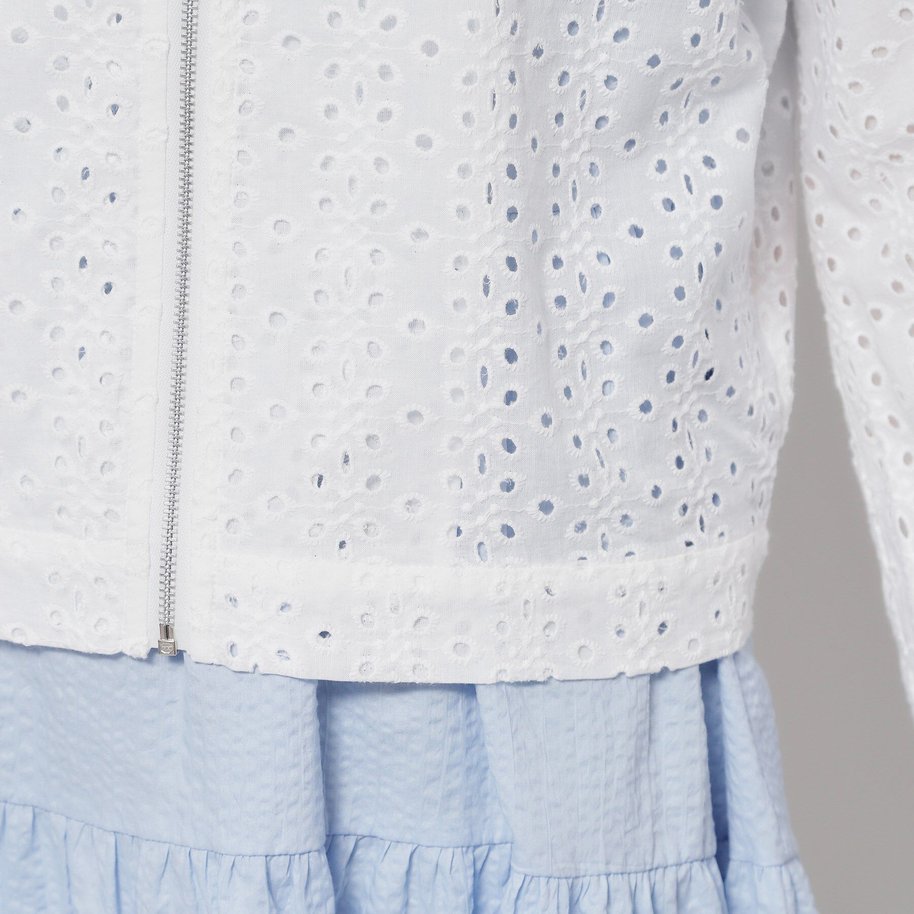 SunaUna「【使えるモノトーン／パフスリーブ】レースブルゾン」|ブルゾン・スタジャン|