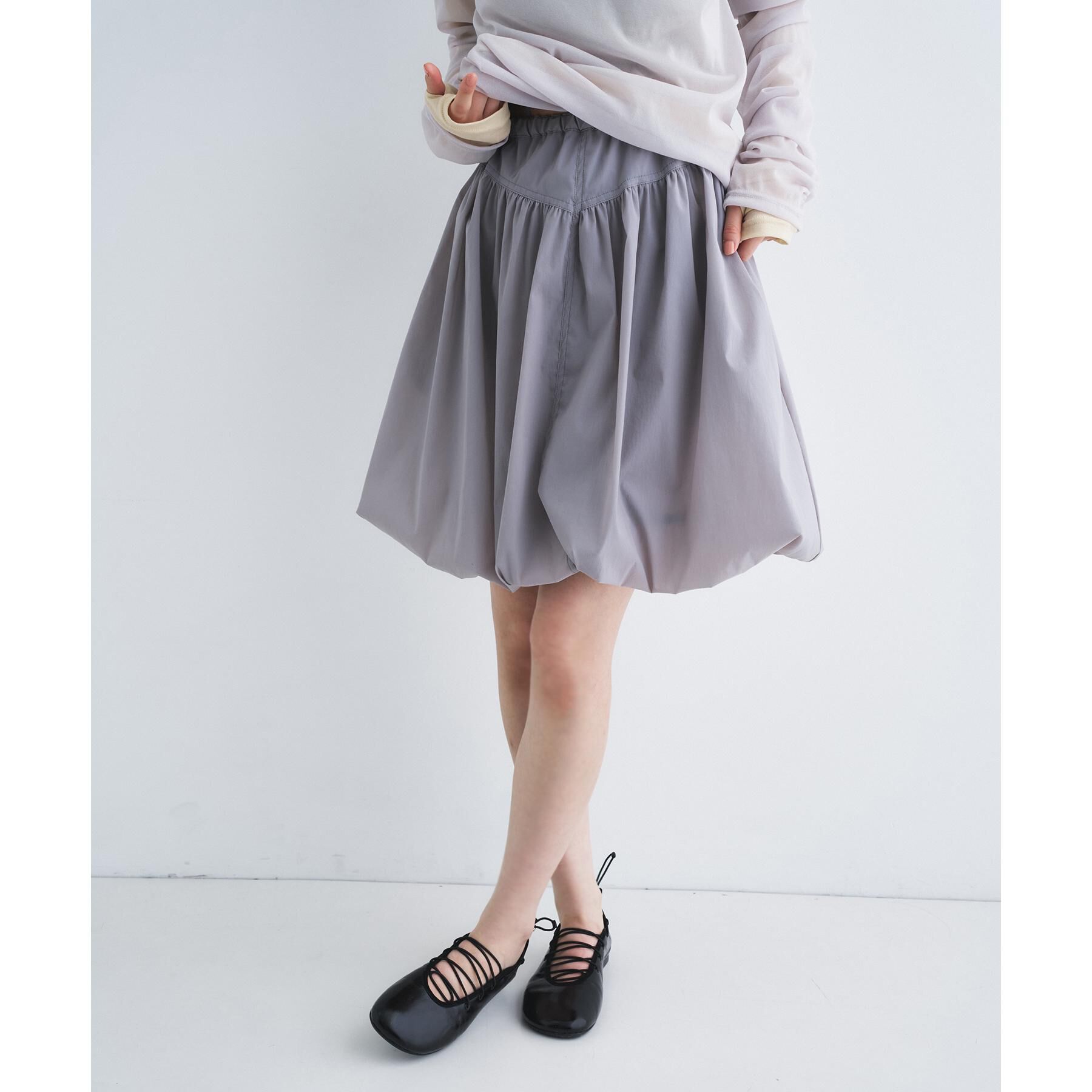 CODE A「balloon easy skirt」|スカート|ライトグレー(011