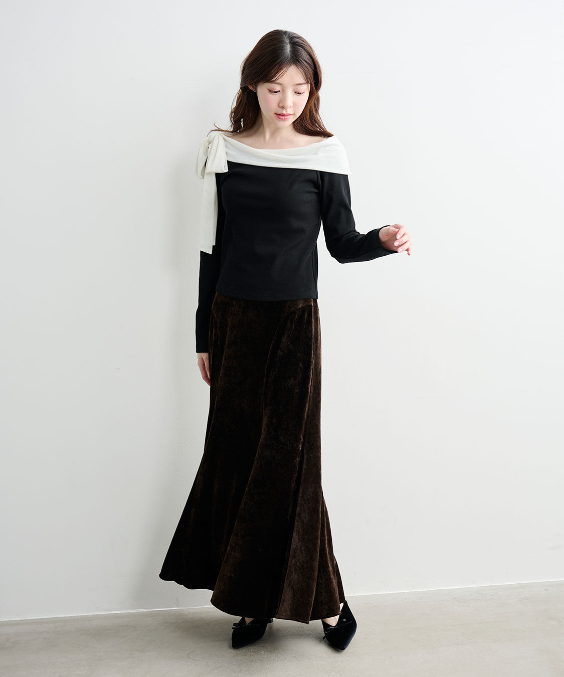 COCO DEAL「シアーリボンリブトップス」|Tシャツ・カットソー|