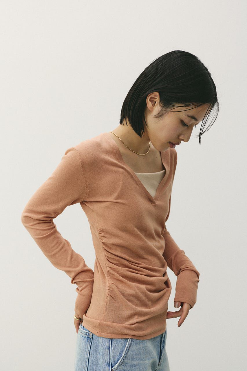 STYLEMIXER「ディープVネックシアートップ」|ニット・セーター|