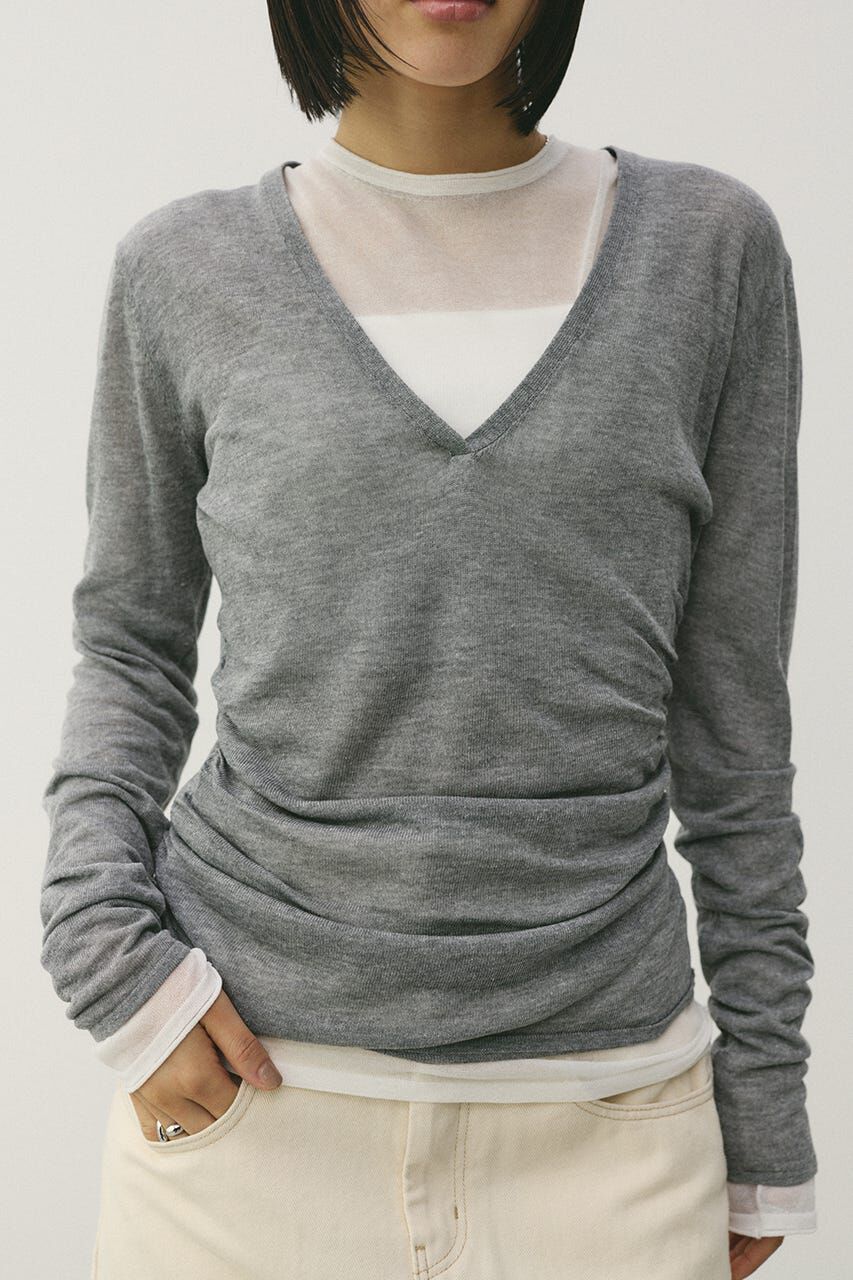 STYLEMIXER「ディープVネックシアートップ」|ニット・セーター|