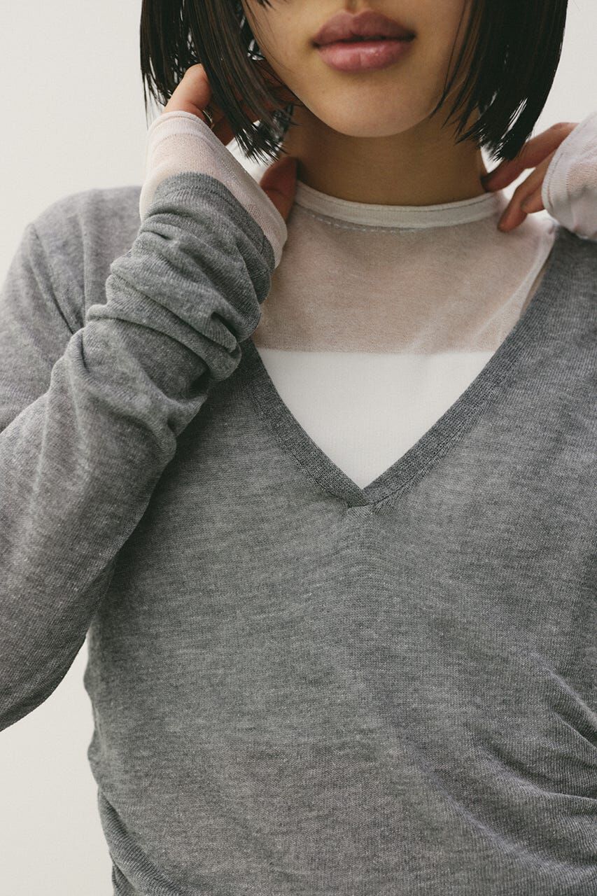 STYLEMIXER「ディープVネックシアートップ」|ニット・セーター|