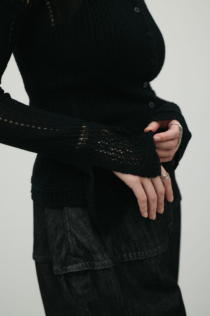 STYLEMIXER「アイレットレースニットポロ」|ニット・セーター|