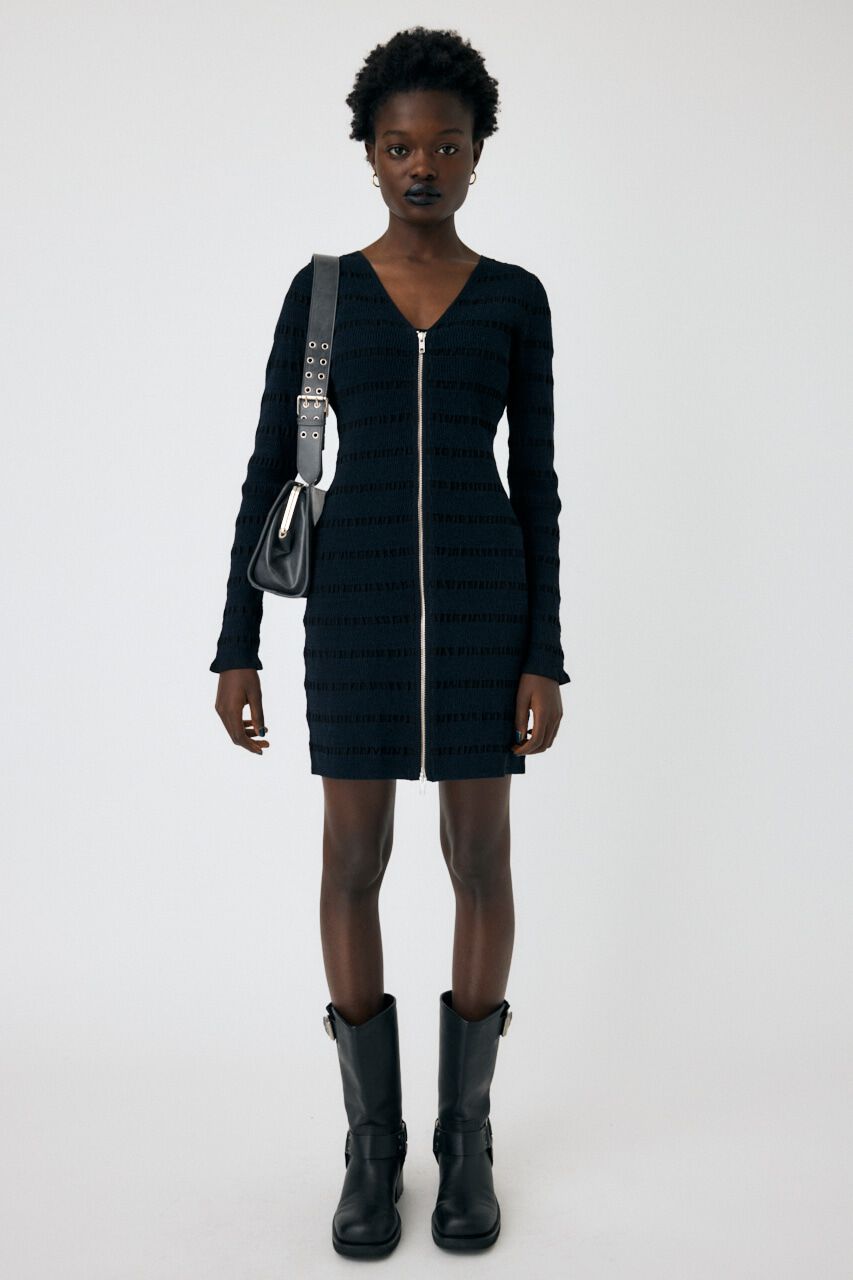 MOUSSY「OPEN STITCH KNIT MINI ドレス」|ワンピース|