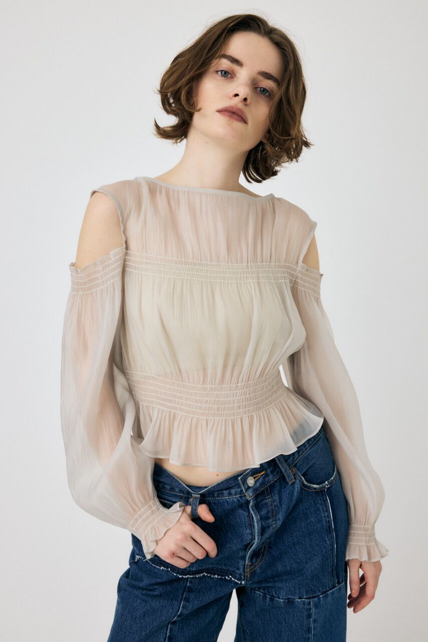 MOUSSY「SHEER GATHER ブラウス」|シャツ・ブラウス|