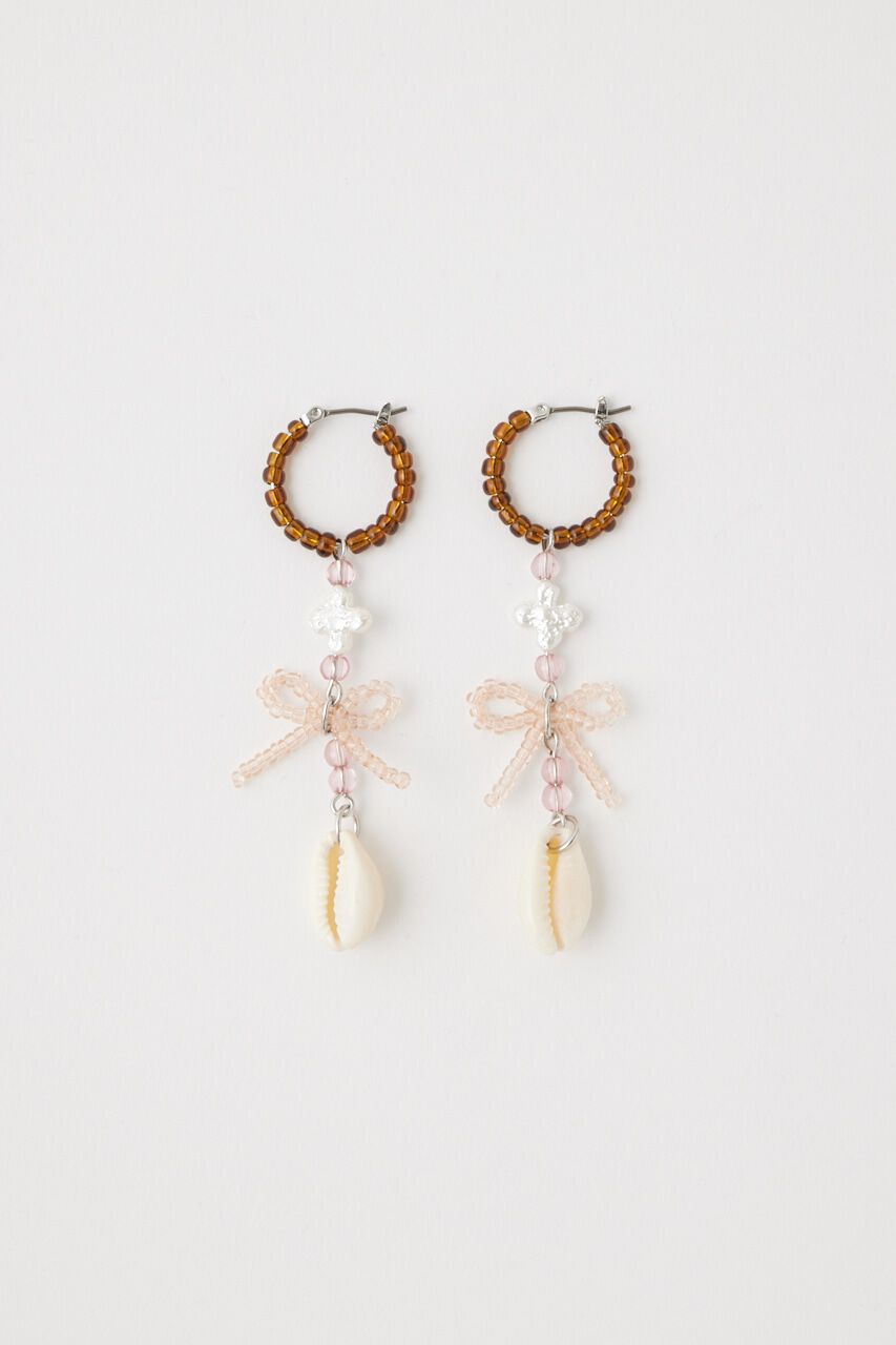 MOUSSY「BEADED SHELL イヤリング」|ピアス|BRN