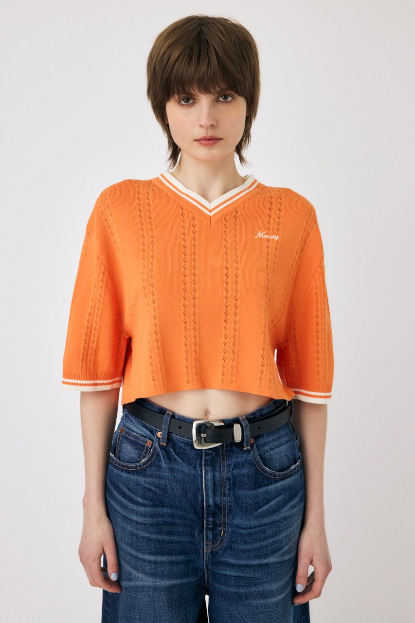 MOUSSY「MOUSSY CROPPED KNIT Tシャツ」|ニット・セーター|