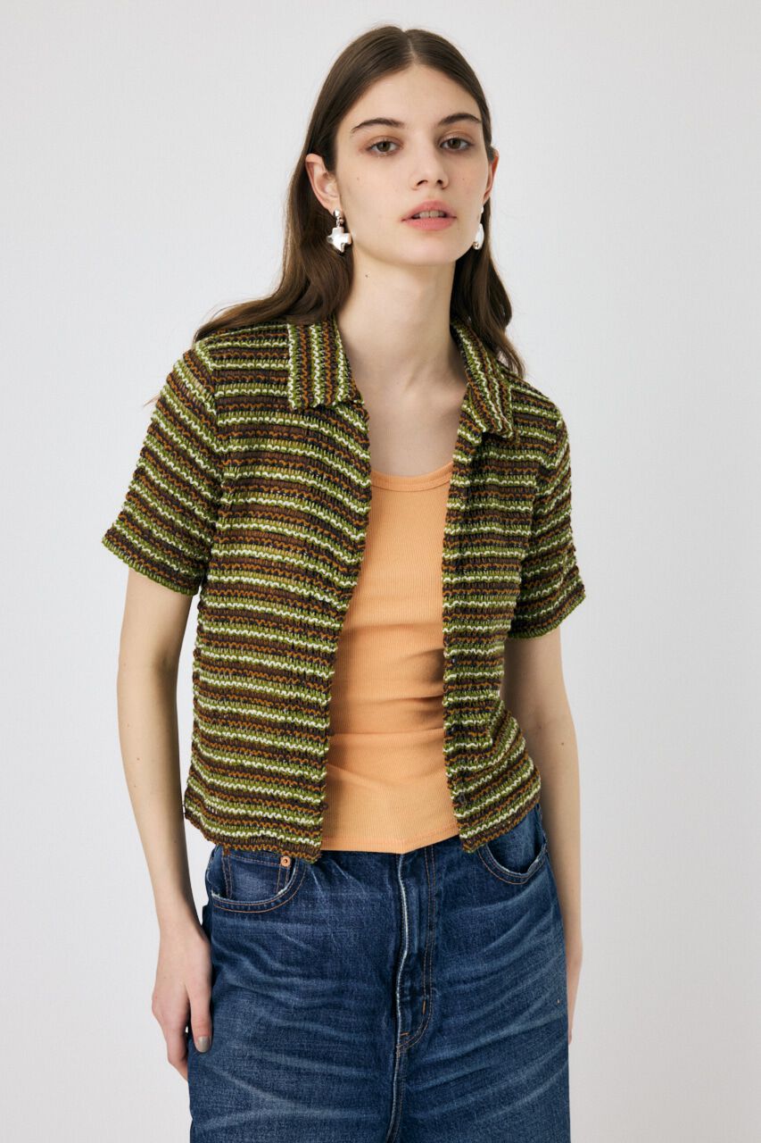 MOUSSY「MIX COLOR CROCHET シャツ」|シャツ・ブラウス|GRN