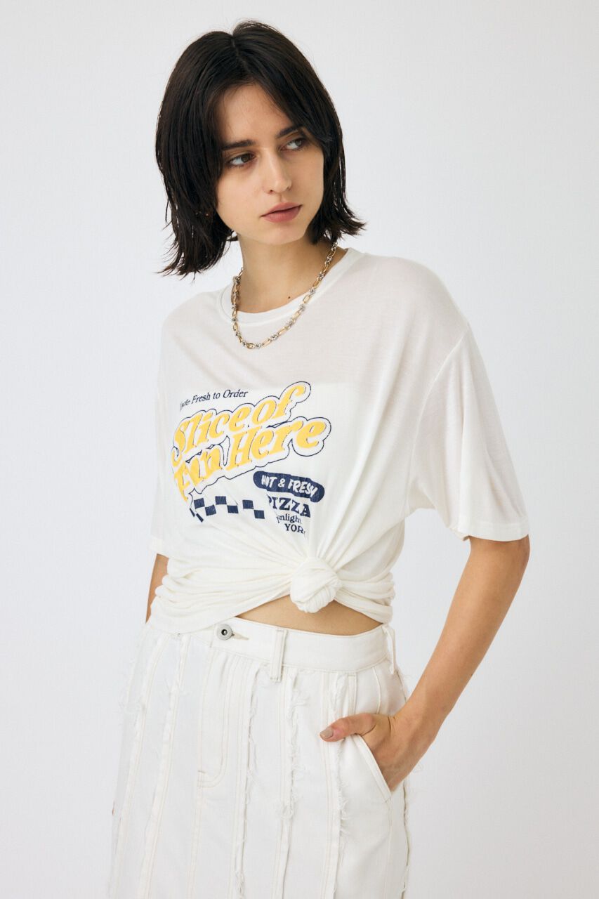 MOUSSY「PIZZA STORE Tシャツ」|Tシャツ・カットソー|O/WHT1