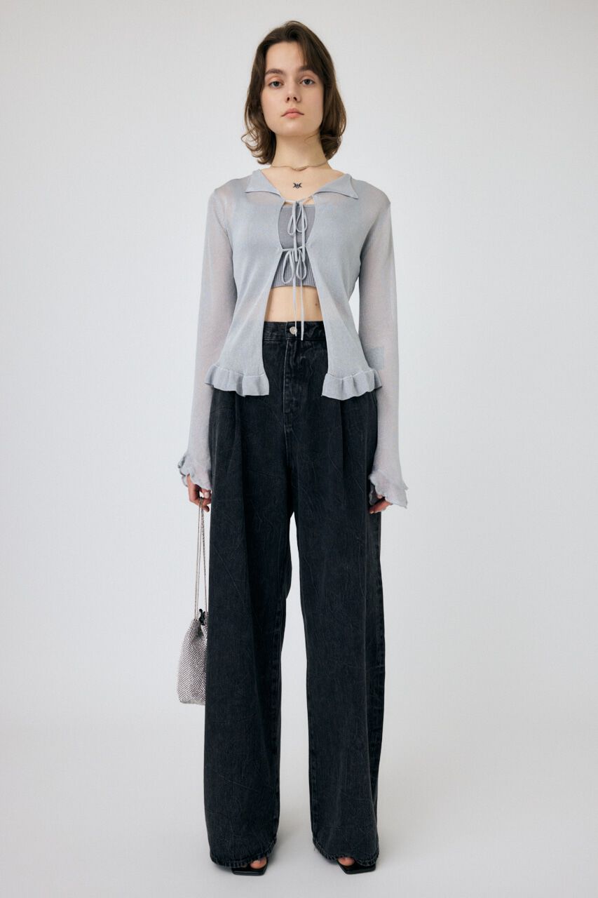 MOUSSY「OPEN NECK SHEER カーディガン」|カーディガン|