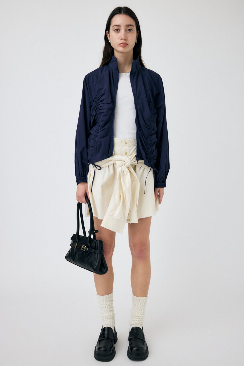 MOUSSY「RIBBON GATHER NYLON ジャケット」|ブルゾン・スタジャン|