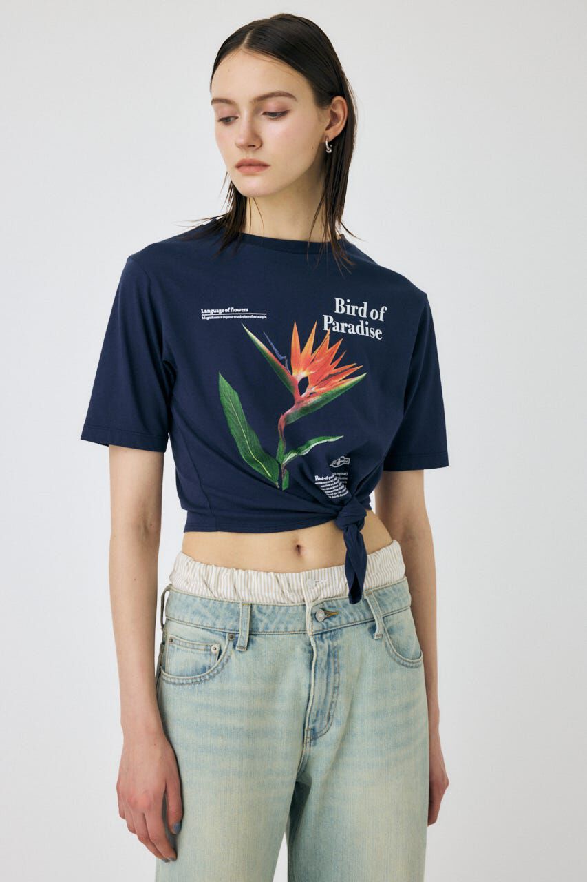 MOUSSY「ASYMMETRY フラワー TEE」|Tシャツ・カットソー|