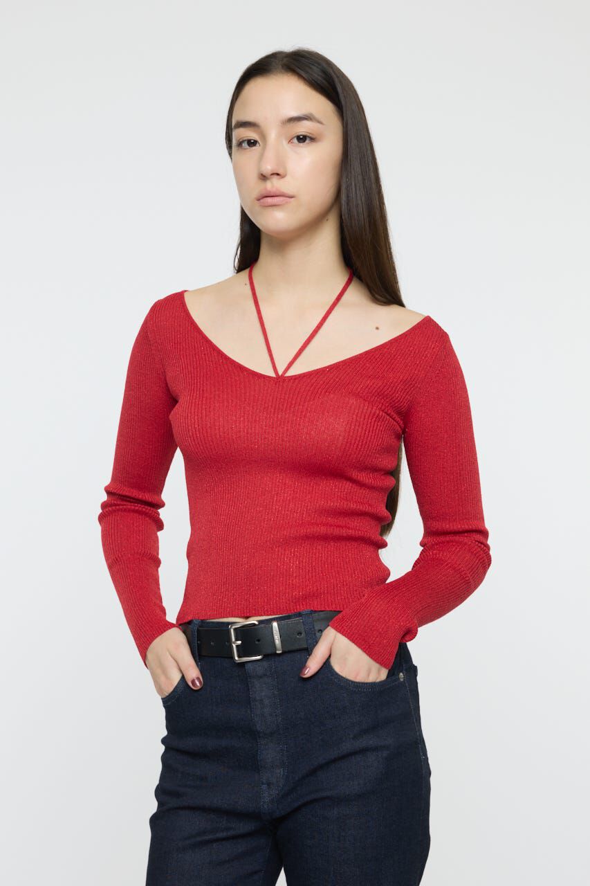 MOUSSY「GLITTER TIE KNIT トップス」|ニット・セーター|