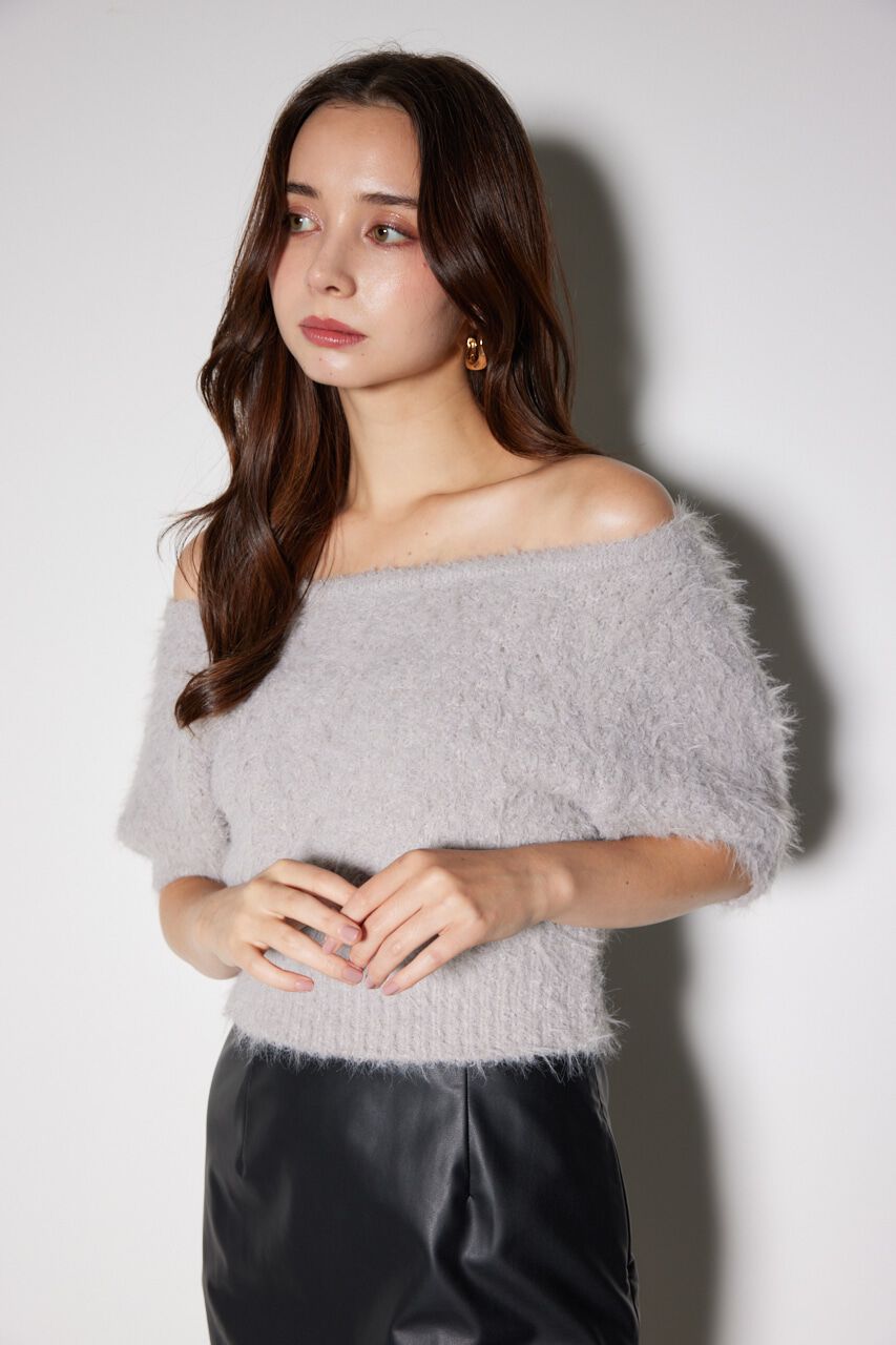 rienda「オフショルシャギーニットトップス」|ニット・セーター|L/GRY1