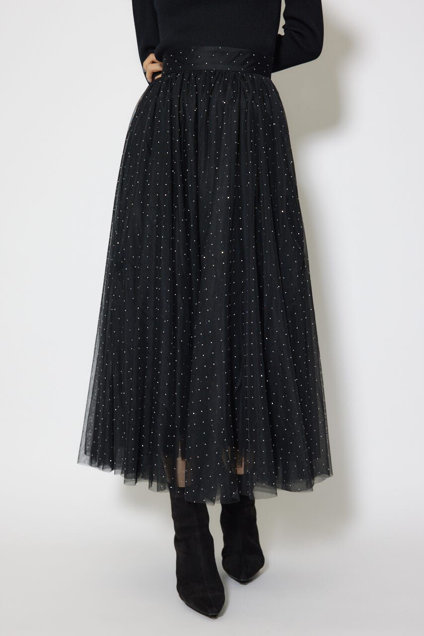 rienda「デコレーションチュールフレアスカート」|スカート|BLK