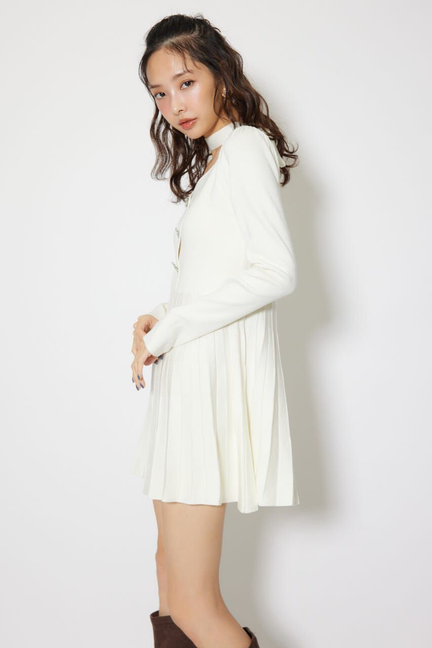 rienda「フロントビジュープリーツミニニットワンピース」|ワンピース|