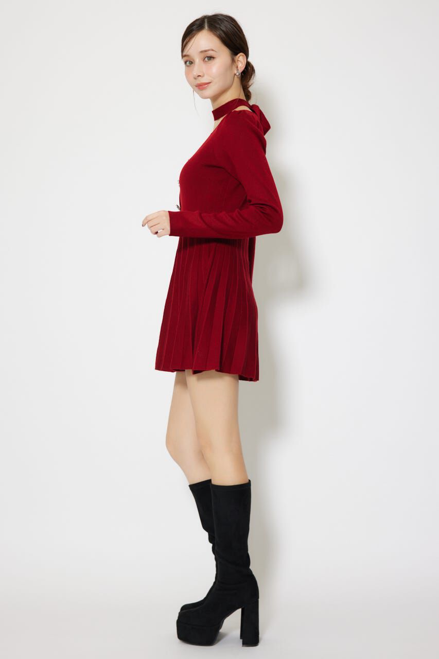 rienda「フロントビジュープリーツミニニットワンピース」|ワンピース|