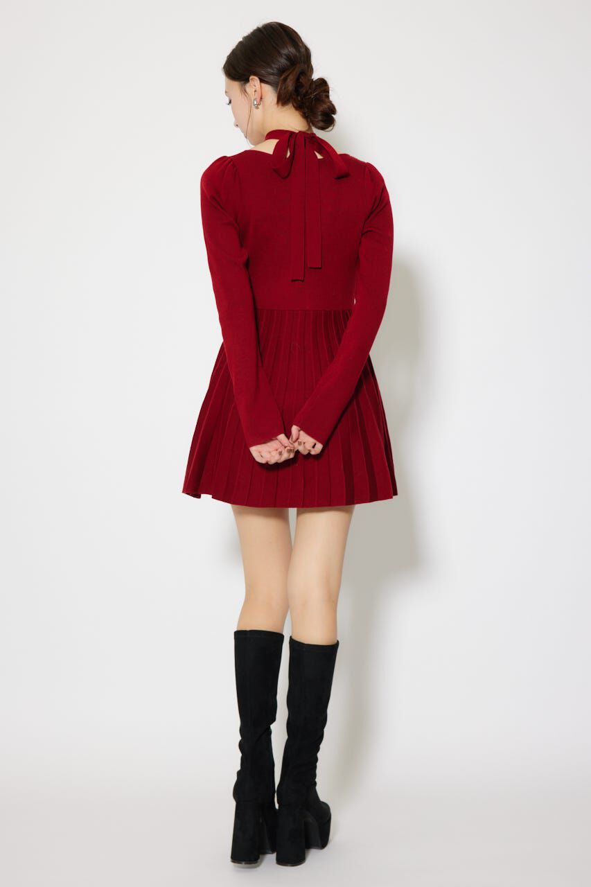 rienda「フロントビジュープリーツミニニットワンピース」|ワンピース|