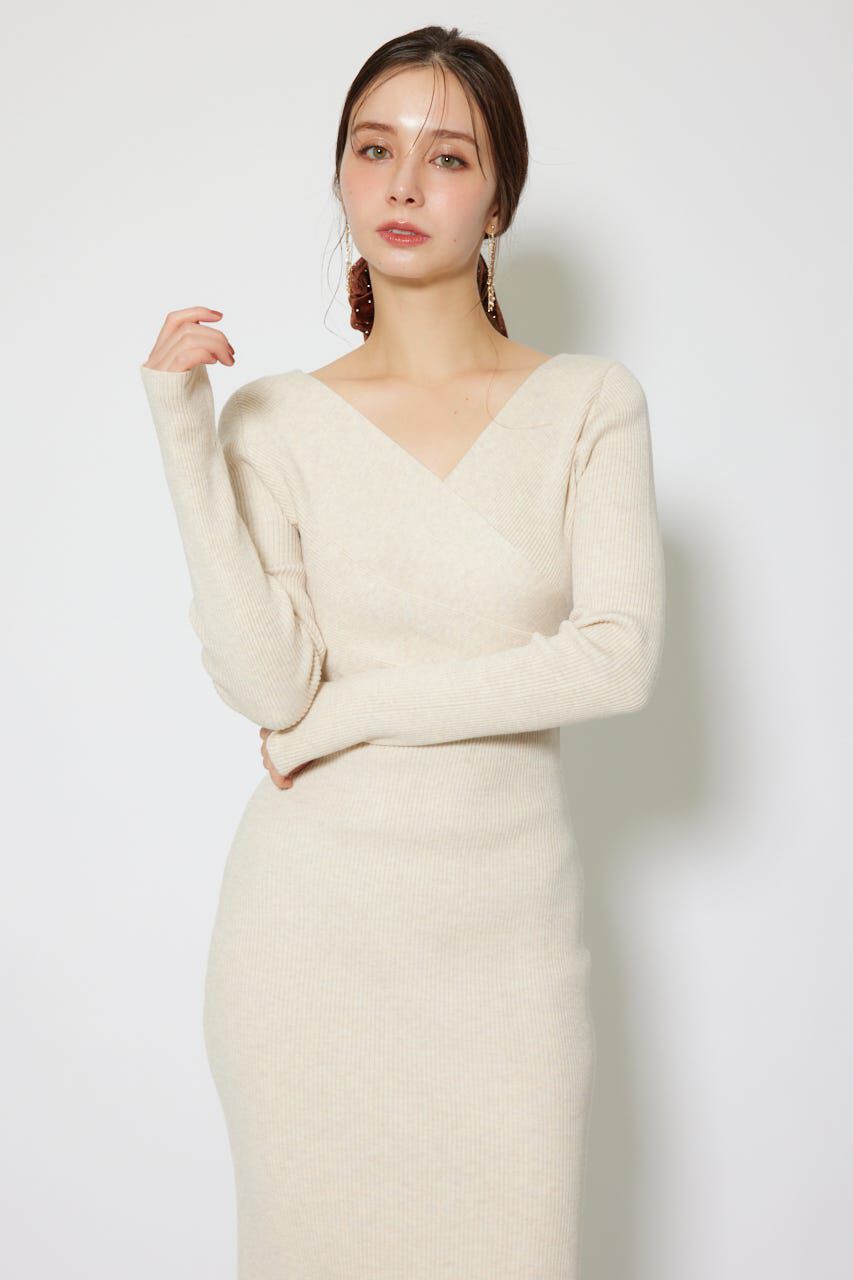 rienda「カシュクールウォッシャブルニットワンピース」|ワンピース|