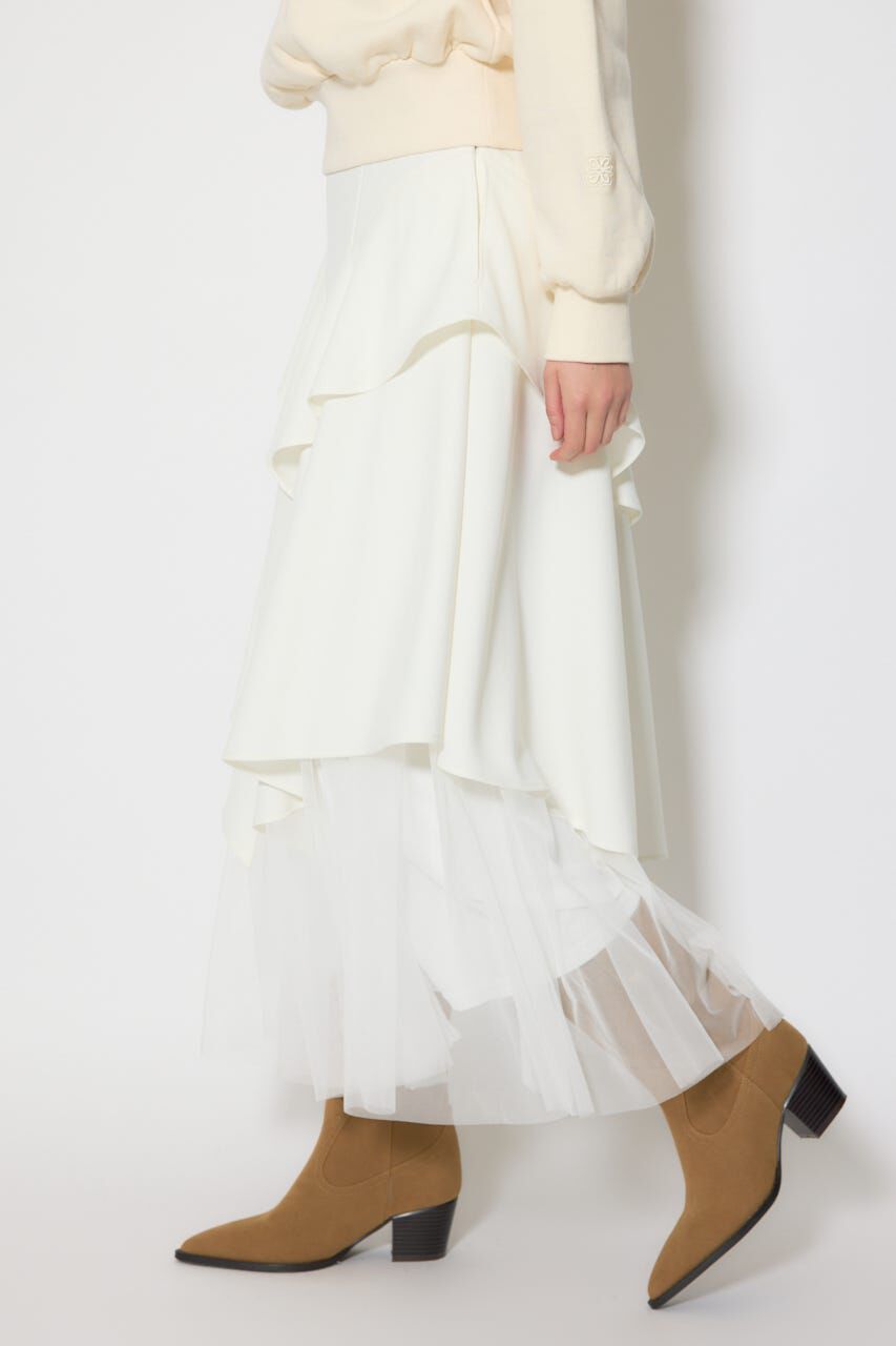 rienda「チュールレイヤードラッフルジャストウエストスカート」|スカート|