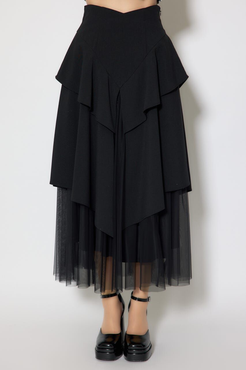 rienda「チュールレイヤードラッフルジャストウエストスカート」|スカート|