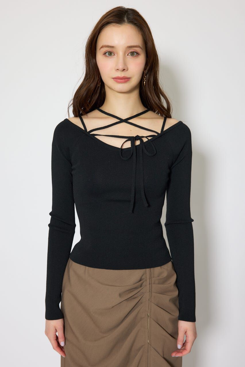 rienda「ストリングタイトニットトップス」|ニット・セーター|