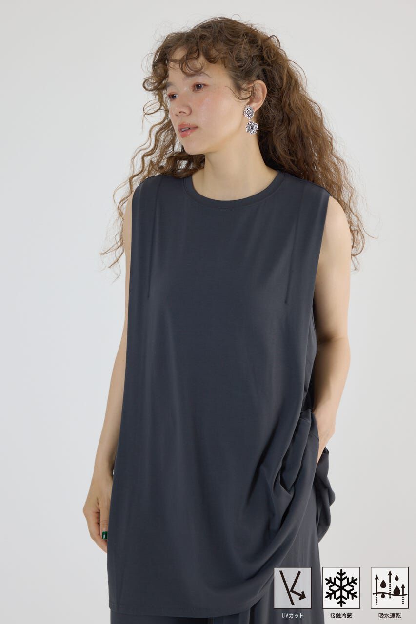 RODEO CROWNS「T/F ノースリーブチュニック」|タンクトップ|BLK
