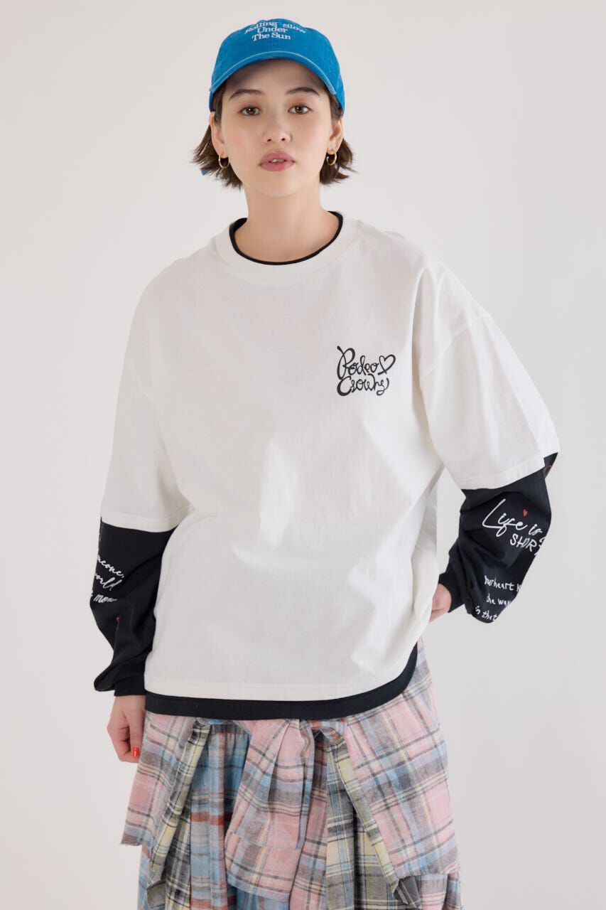 RODEO CROWNS「ハートフェイクレイヤードトップス」|Tシャツ・カットソー|O/WHT1