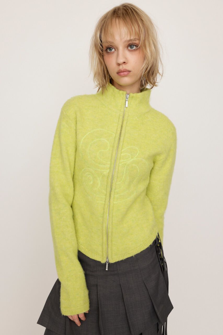 SLY「EMBROIDERY ZIP UP トップス」|ニット・セーター|LIME