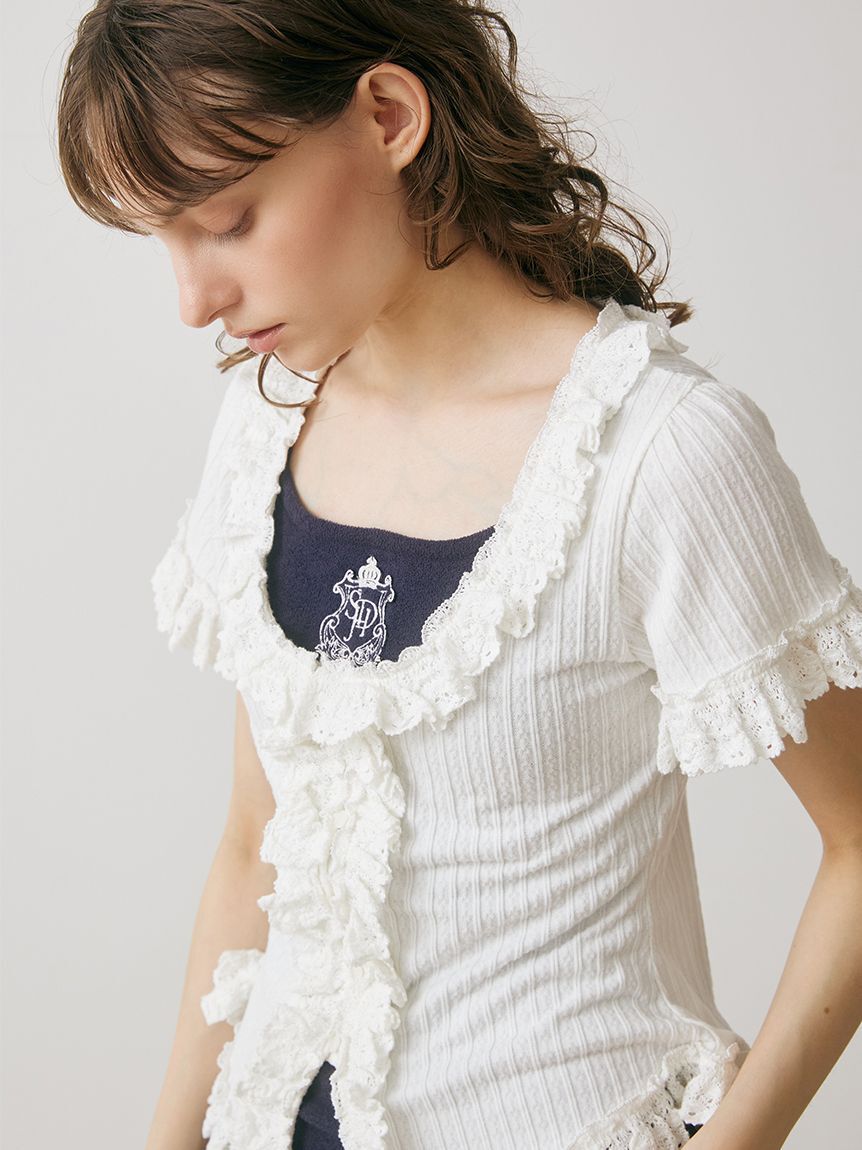 SNIDEL HOME「フリルレースカットプルオーバー」|ルームウェア|