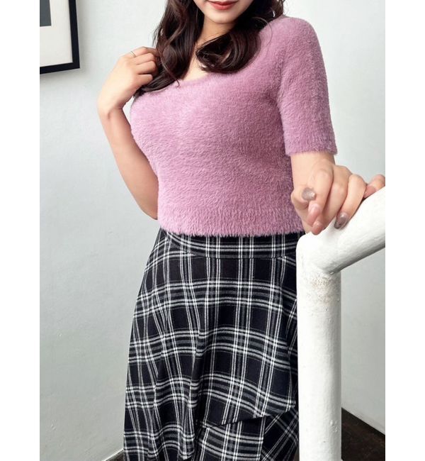 RESEXXY「ミニシャギーニットトップス」|ニット・セーター|パープル