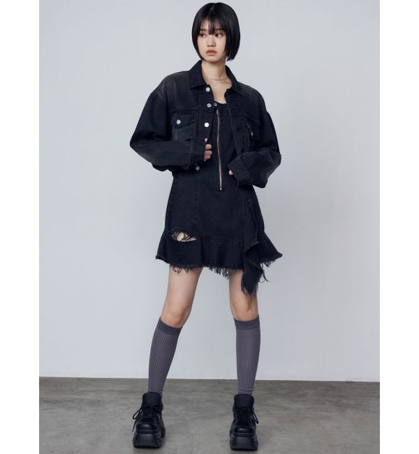 EMODA「アシンメトリーデニムミニワンピース」|ワンピース|