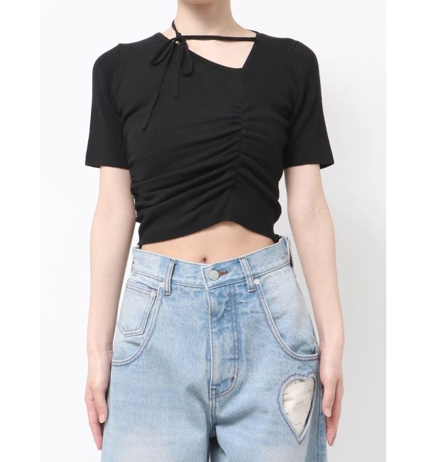 EMODA「チョーカーギャザーショートスリーブニット」|ニット・セーター|