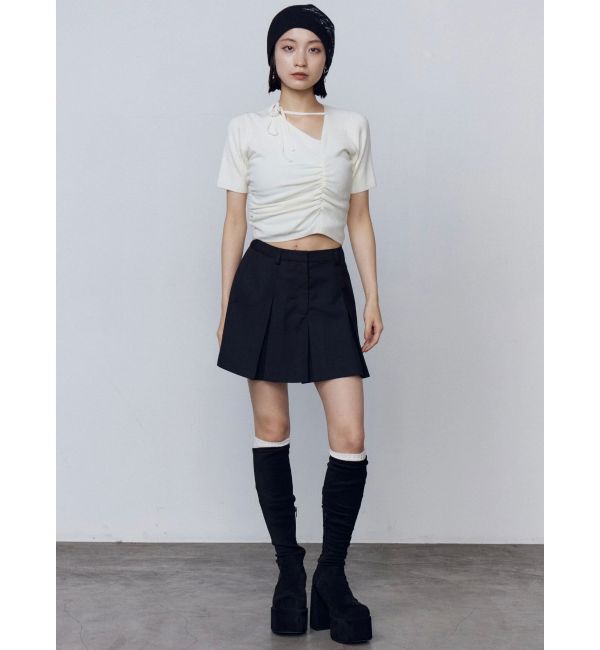 EMODA「チョーカーギャザーショートスリーブニット」|ニット・セーター|