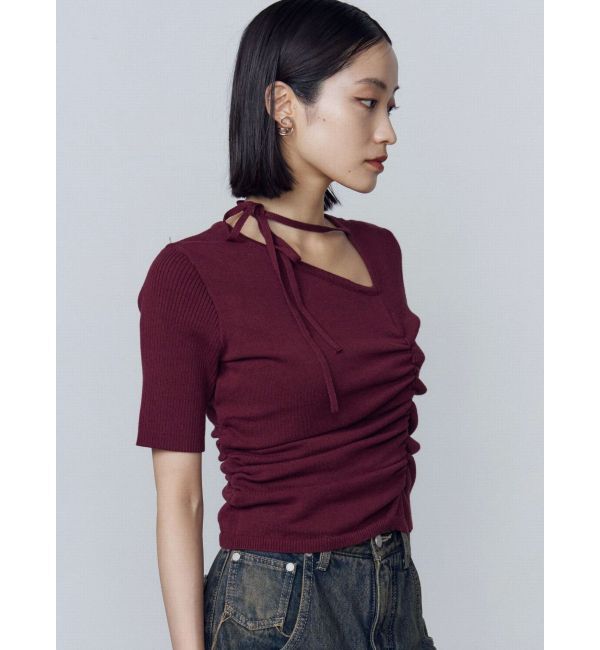 EMODA「チョーカーギャザーショートスリーブニット」|ニット・セーター|