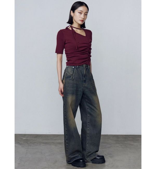 EMODA「チョーカーギャザーショートスリーブニット」|ニット・セーター|