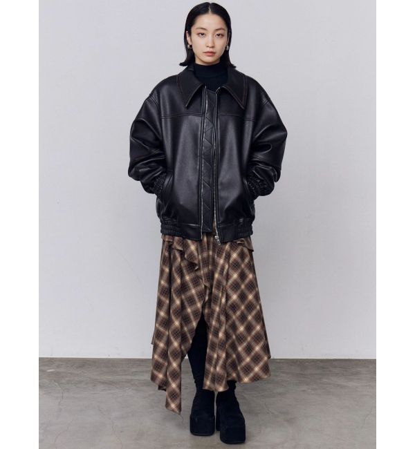 EMODA「フェイクレザーオーバーブルゾン」|ブルゾン・スタジャン|