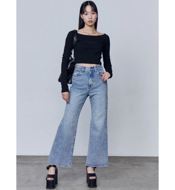 EMODA「ミニマルジャストウエストフレアデニム」|デニム|