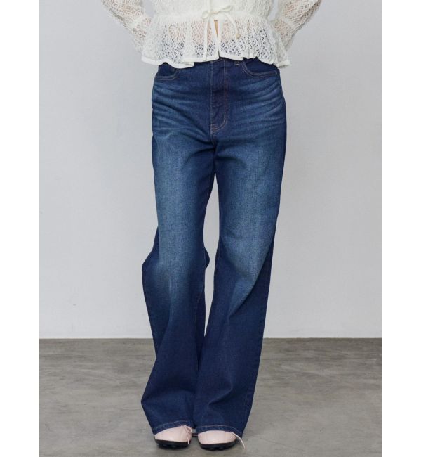 EMODA「ミニマルジャストウエストフレアデニム」|デニム|インディゴ
