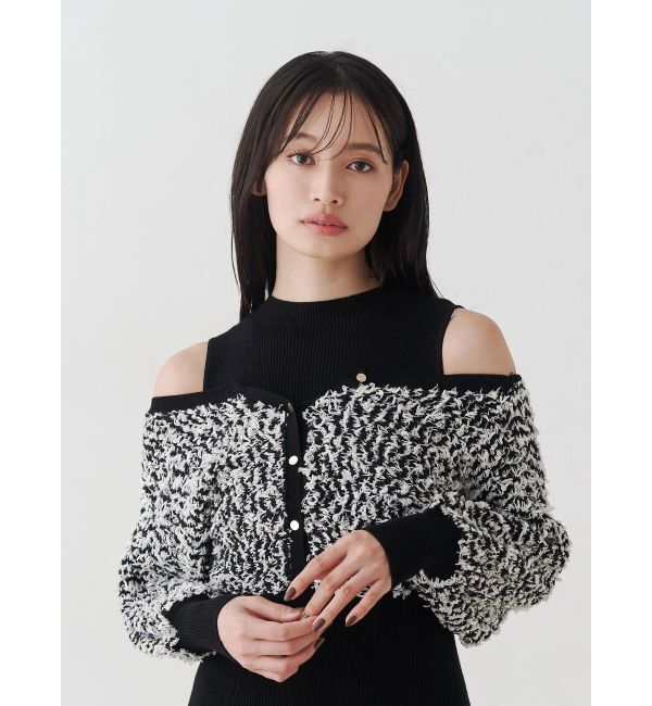 MERCURYDUO「ツイードニットカーデドッキングマーメイドニットワンピース」|ワンピース|